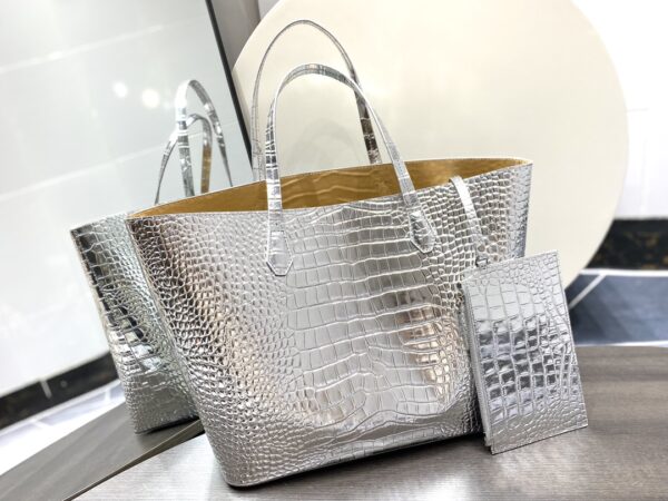 Givenchy Crocodile Pattern Tote Bag - Silver - Image 5