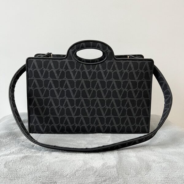 Valentino Garavani Iconographe V Logo Printed Tote Bag - Black - Image 4